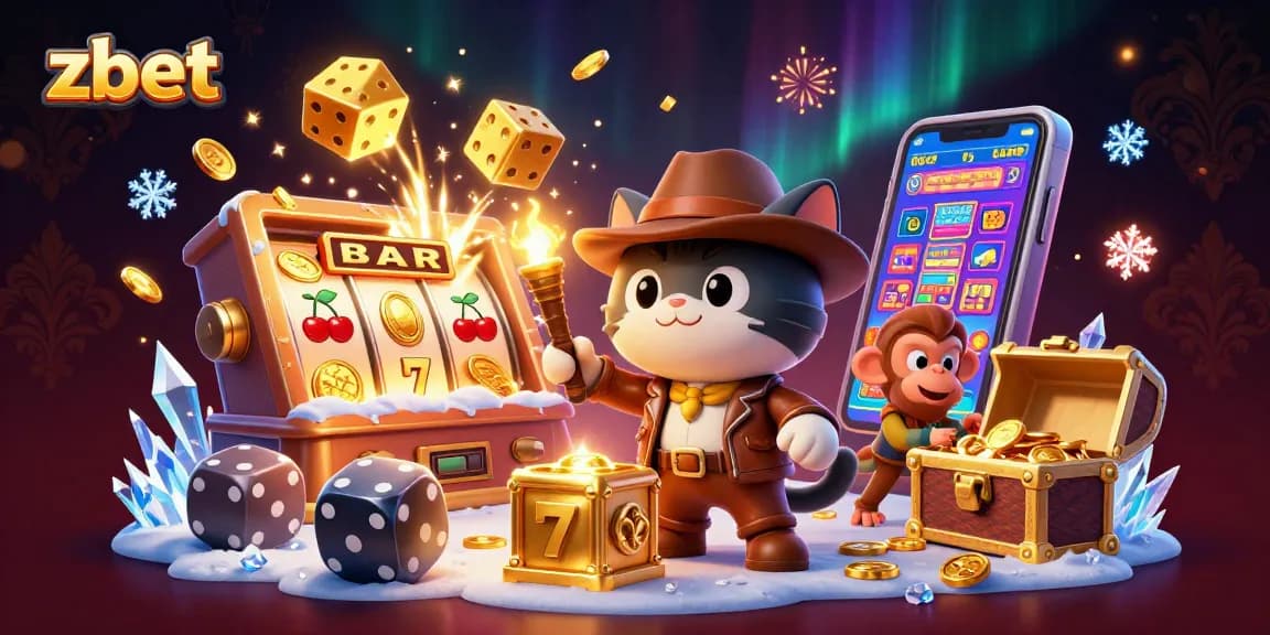 Engage in thrilling gameplay at zbet with a vibrant illustration of an explorer cat and riches.