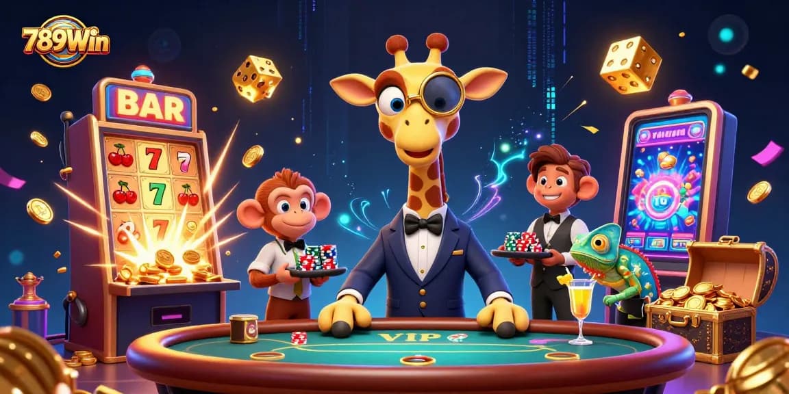 Experience thrilling wins with 789Win in this vibrant casino scene featuring exciting gaming elements.