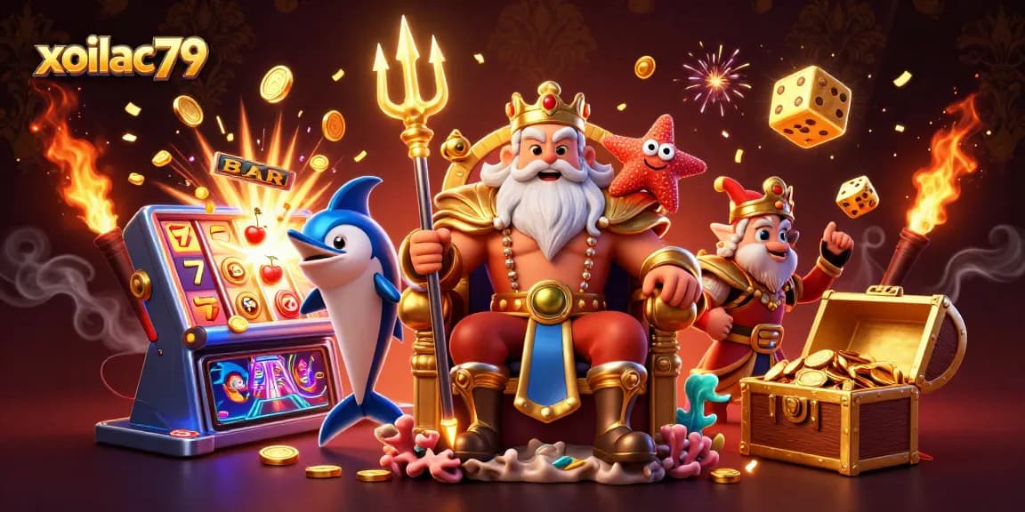 Win big with xoilac79 at this vibrant 3D casino scene showcasing jackpot excitement and rich gaming elements.
