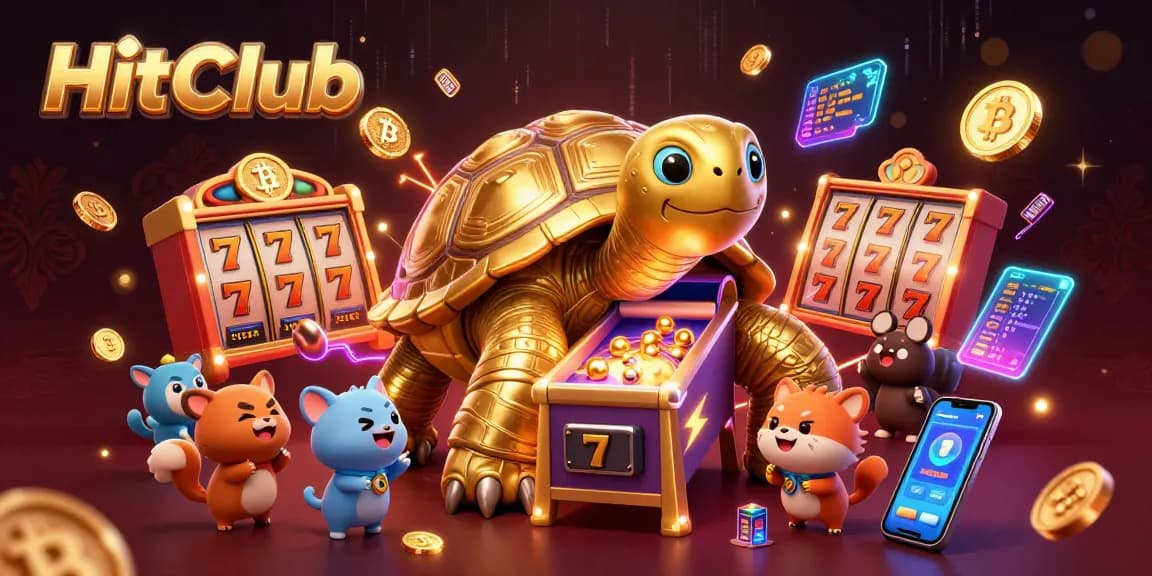 HitClub showcases a vibrant casino scene with unique characters and slots for players.