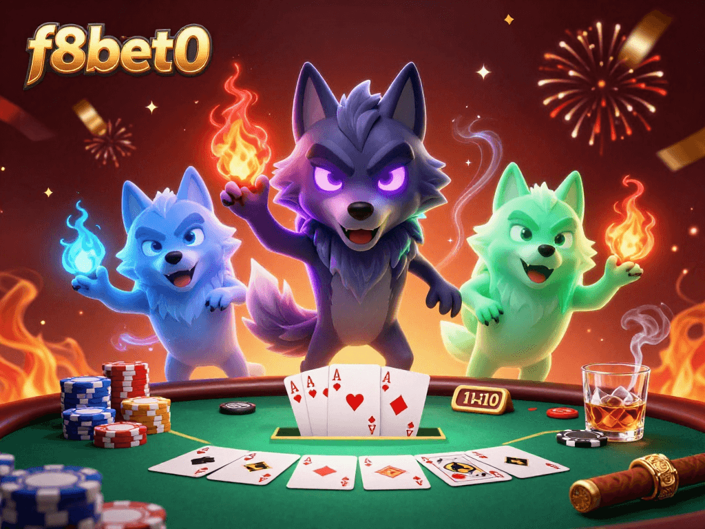 Engage in thrilling gameplay at f8bet0 with vibrant wolf characters and poker elements