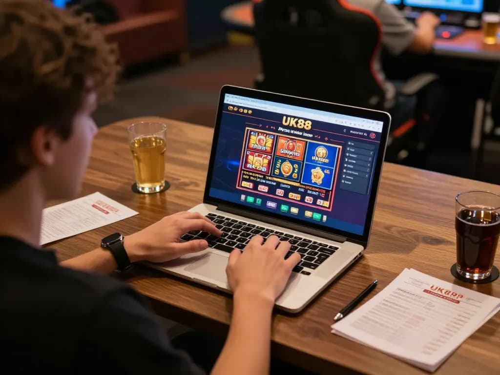 Player checking out games on UK88 online casino platform for engaging gambling experience