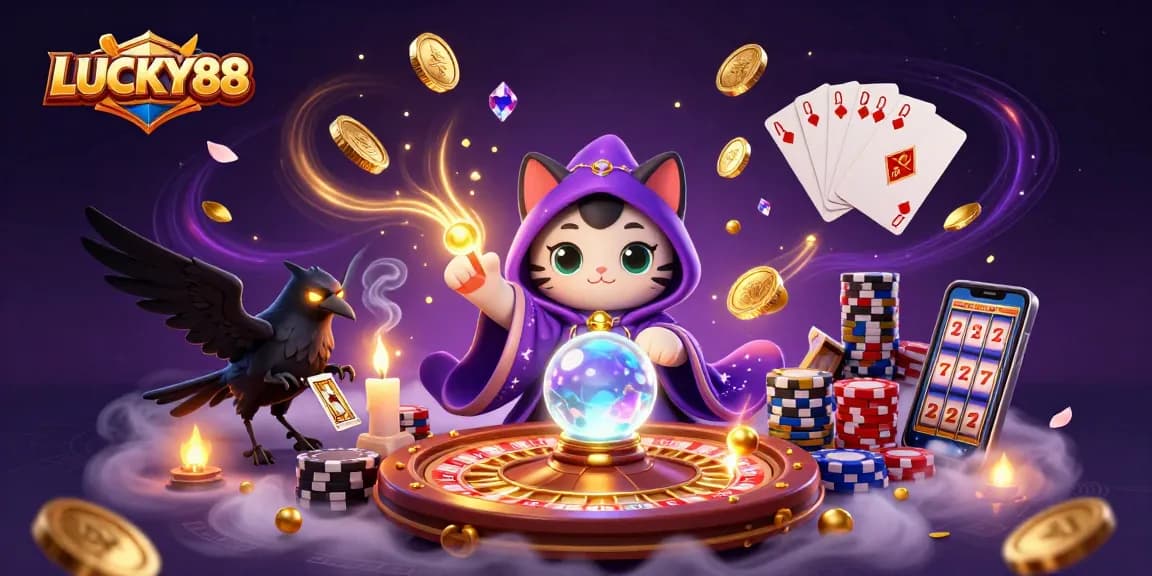 LUCKY88 brings excitement to slots and casino games with a dynamic 3D digital illustration.