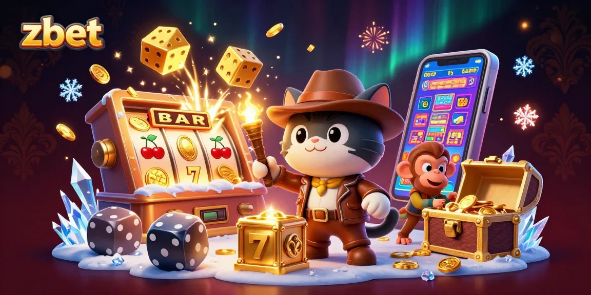 Engage in thrilling gameplay at zbet with a vibrant illustration of an explorer cat and riches.