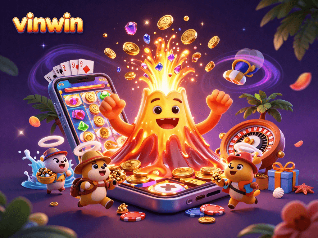 vinwin casino players rejoice as golden volcano erupts with treasure, thrilling gaming action