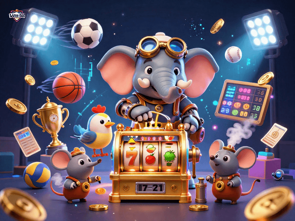 Experience Vua 88's thrilling slot games with dynamic symbols, golden trophies, and vibrant casino action.