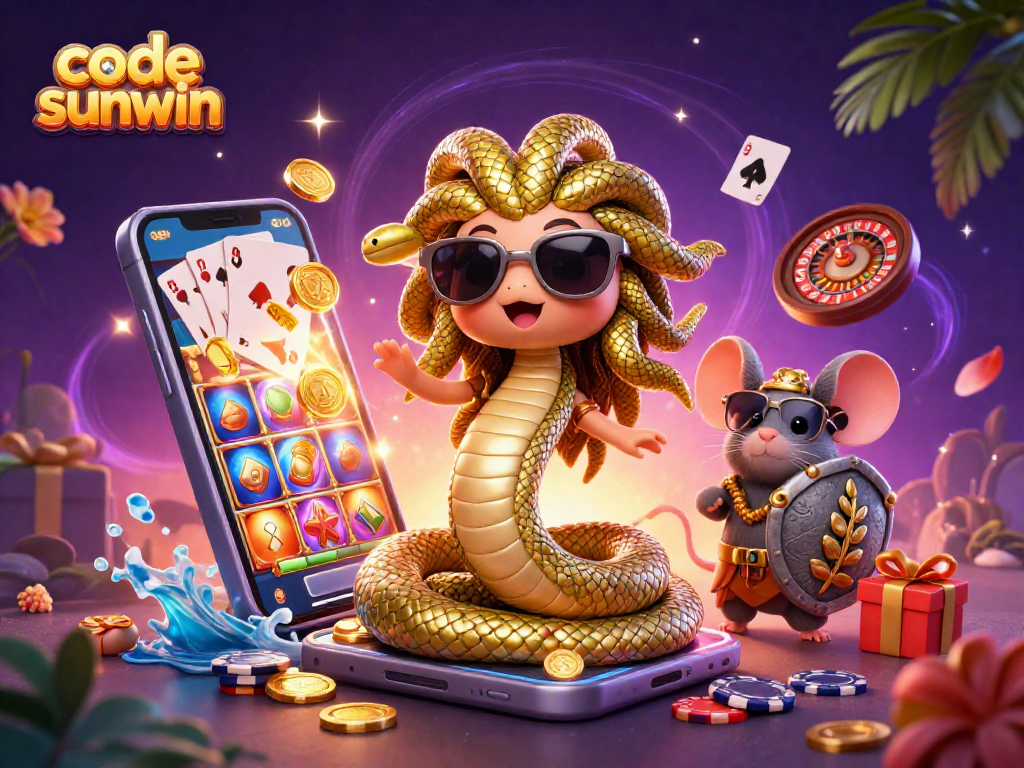 Spin and win big with code sunwin in a vibrant casino-themed illustration.