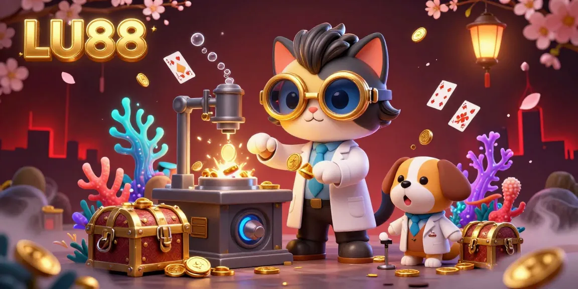 Join the fun with LU88's vibrant casino world, where gold coins and playing cards spark excitement!