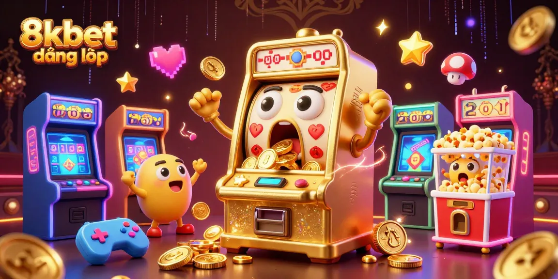 Join the excitement with 8xbet đăng nhập as a spectacular golden slot machine celebrates a jackpot victory amidst vibrant gaming elements.