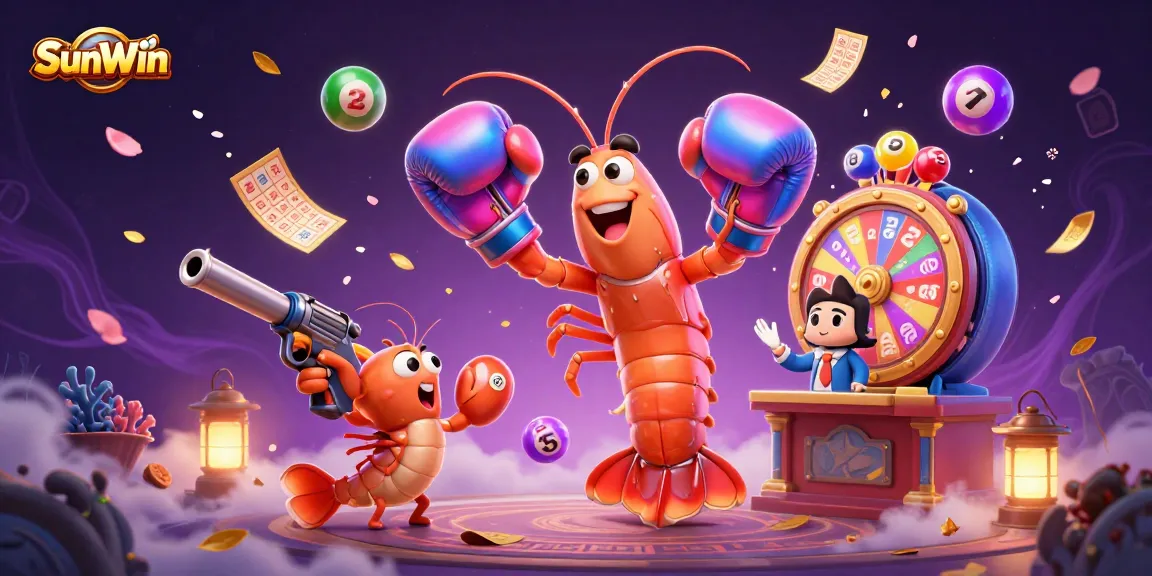 Experience thrilling moments at SunWin while exciting games, golden tickets, and colorful lottery balls surround our characters.