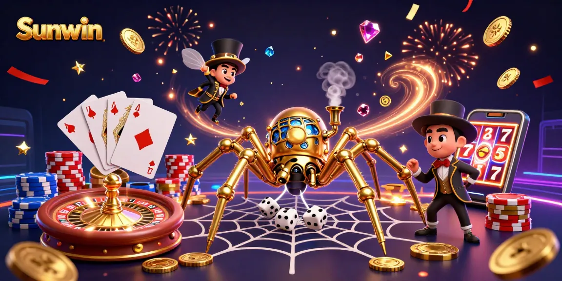 Experience thrilling wins at Sunwin with a captivating casino scene full of golden excitement and gaming elements.