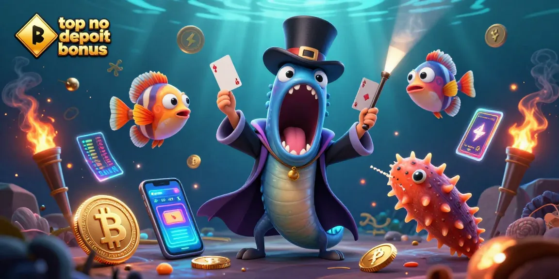 Experience thrilling card magic at top no deposit bonus casinos with a 3D eel and anglerfish duo.