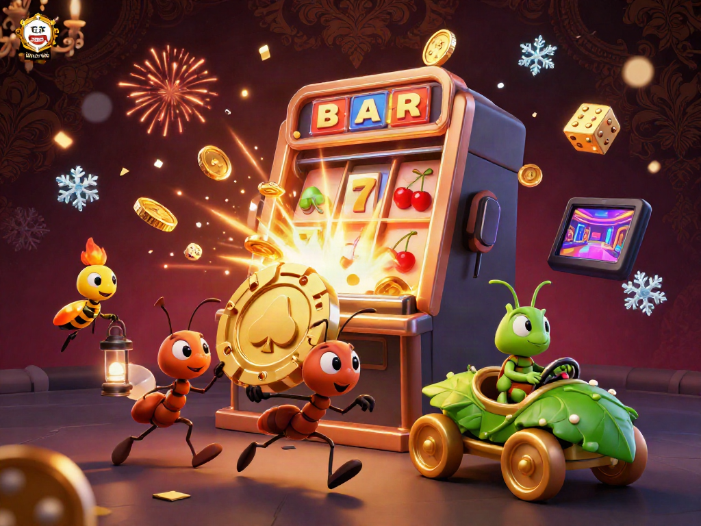 Experience the excitement of tải sun win with a thrilling heist scene featuring cartoon ants and casino elements