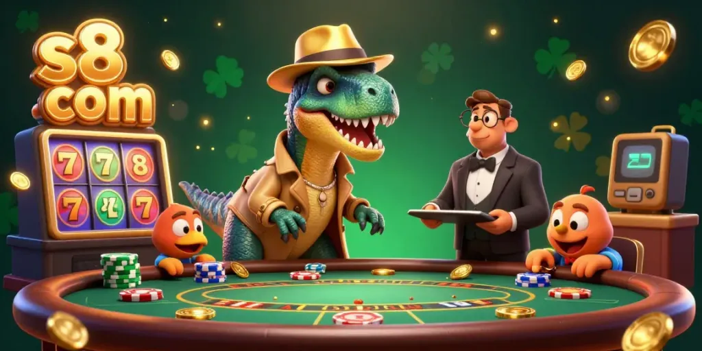 Experience thrilling moments at s8 com with a velociraptor card counter in a vibrant blackjack scene.