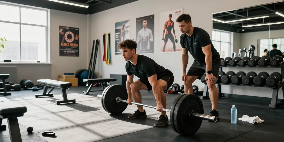 Prime Pharma Steroiden in action during a gym training, showcasing strength and determination with weights.