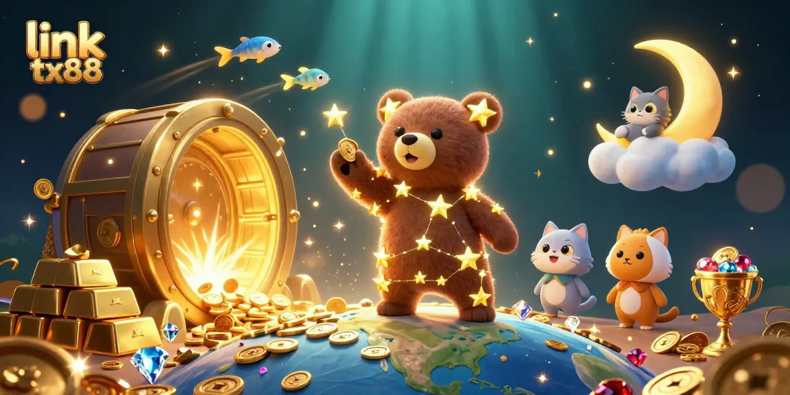 Engage your luck with link tx88 as animated bear and gems sparkle in a celestial casino.