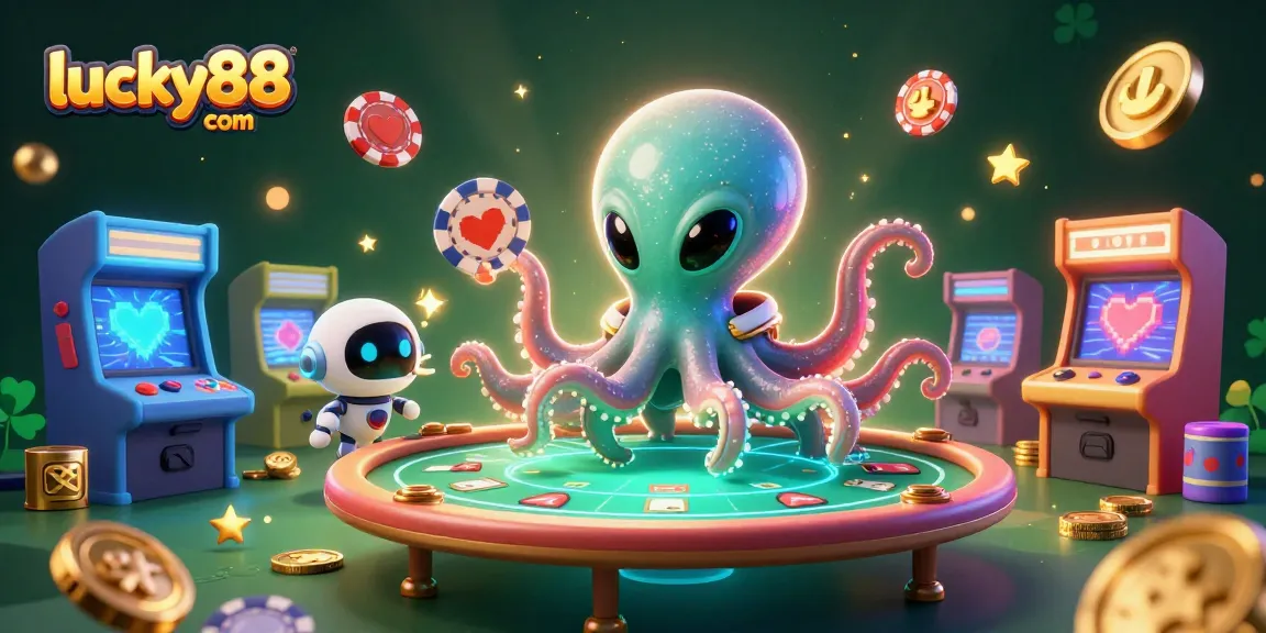 Engage with exciting games at lucky88 com, featuring an alien octopus in a casino setting.