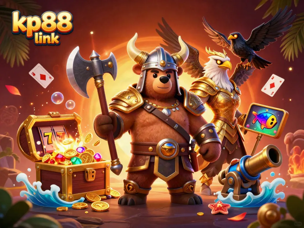 Engage with the thrilling kp88 link scene featuring characters and vibrant casino elements.