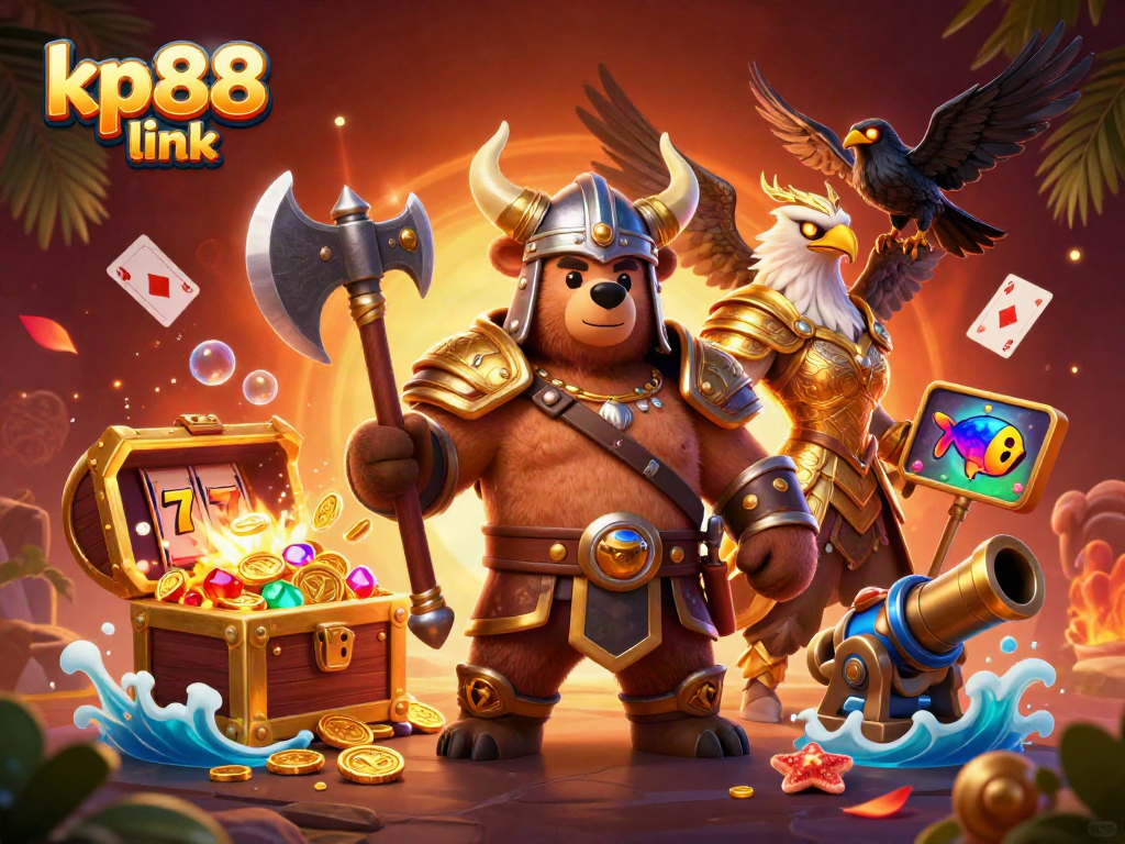 Engage with the thrilling kp88 link scene featuring characters and vibrant casino elements.