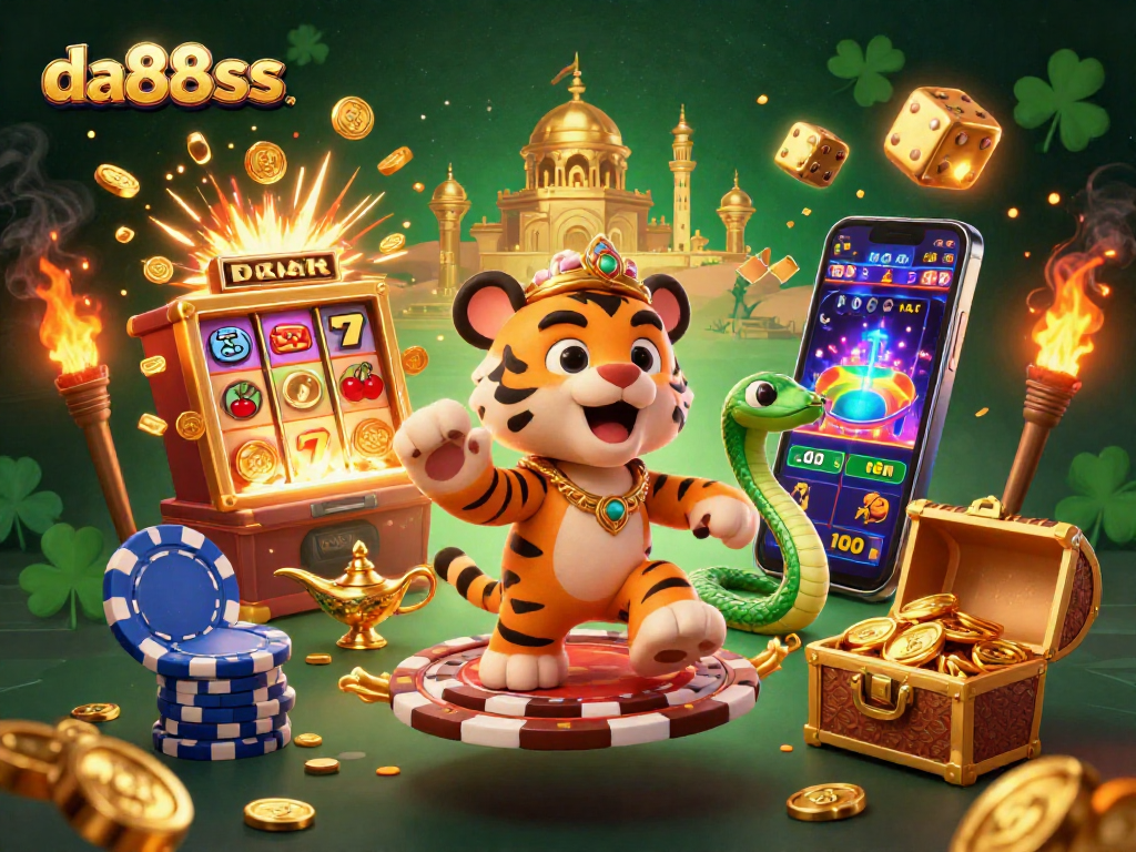 Experience the thrill of winning at da88sss with vibrant slot action and adventure in this dynamic illustration.