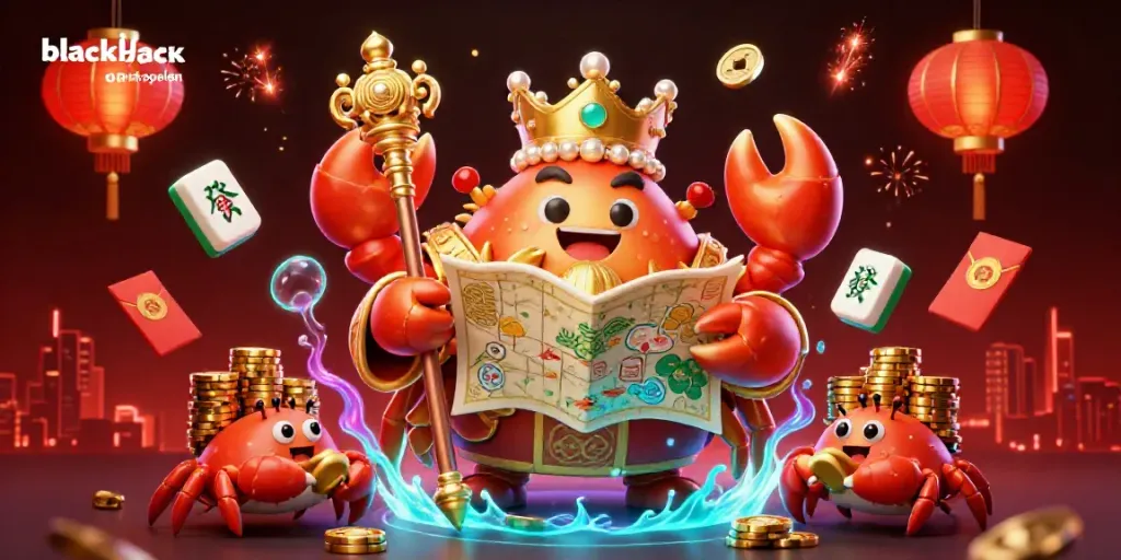 Experience the vibrant casino atmosphere while playing blackjack online spelen with a dazzling crab emperor and treasure.
