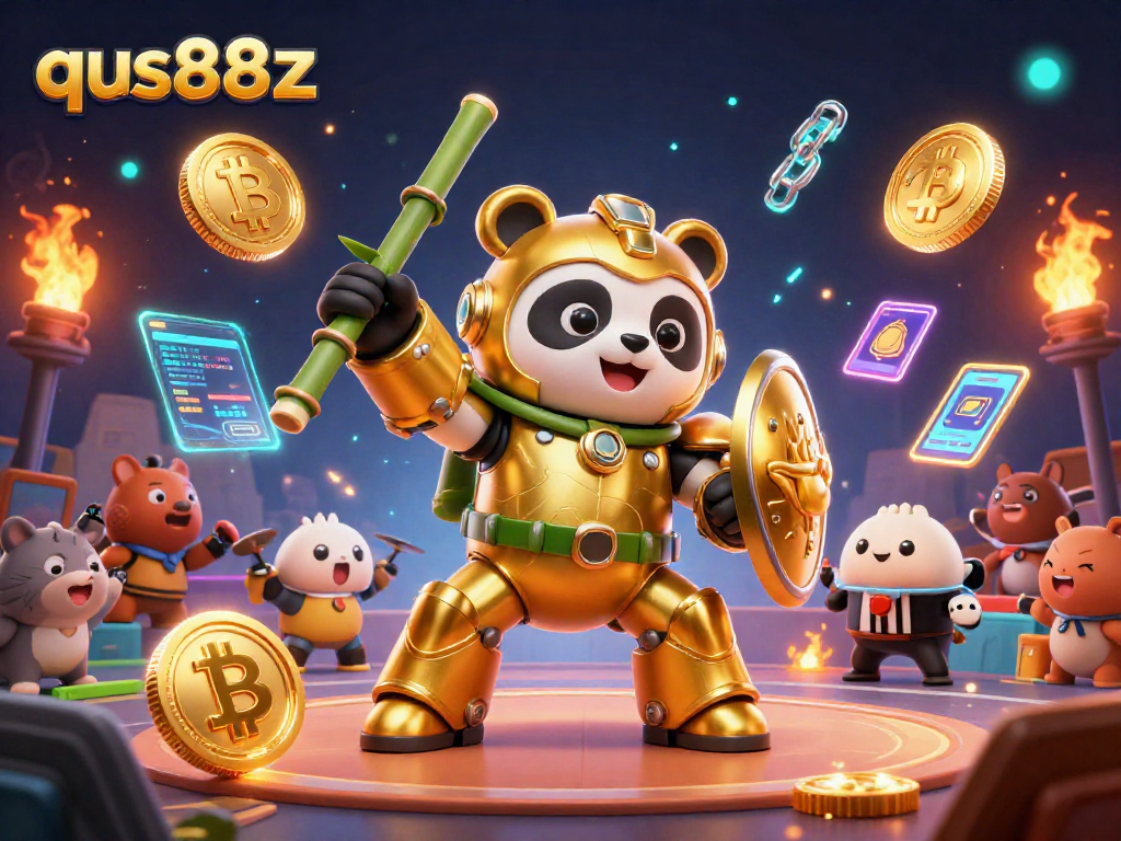 Engage in thrilling gameplay at qs88z as the golden panda battles in a vibrant casino arena.