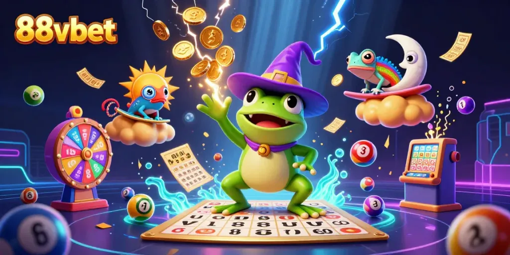 Join the excitement at 88vbet with colorful lottery elements and a magical atmosphere.