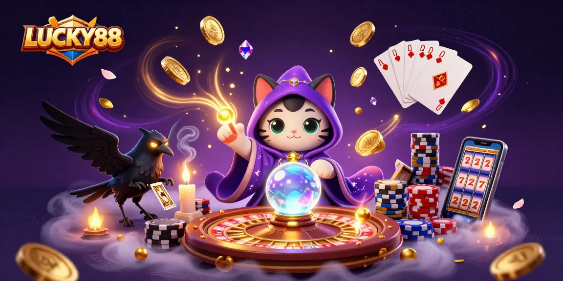 LUCKY88 brings excitement to slots and casino games with a dynamic 3D digital illustration.