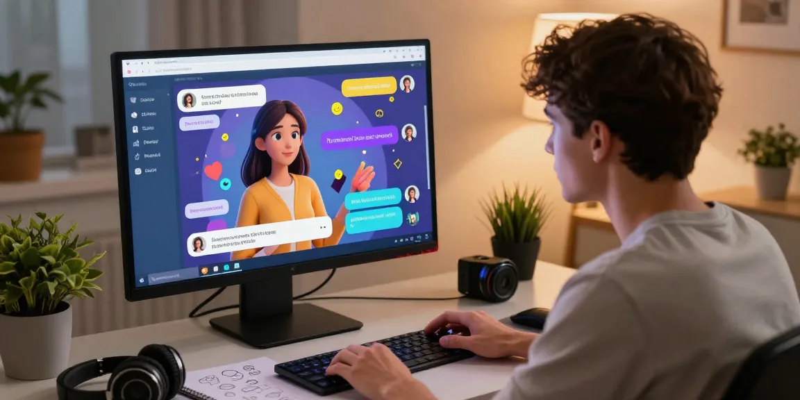 Engaging conversation with a female AI companion showcasing nsfw ai visuals in a modern digital chat setup.