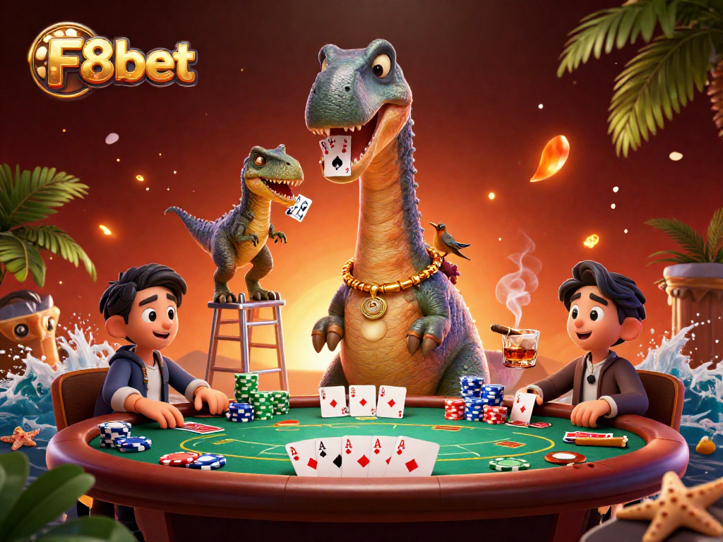 Experience the thrilling atmosphere of F8bet casino with vibrant characters and dynamic gameplay elements.