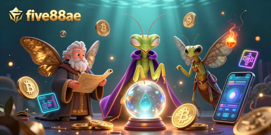Engage with five88ae's vibrant casino world featuring dynamic characters and glowing crypto elements.