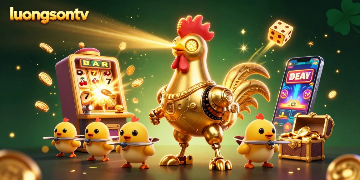 Experience the excitement of luongsontv with vibrant 3D cartoon robot characters and engaging gambling elements.