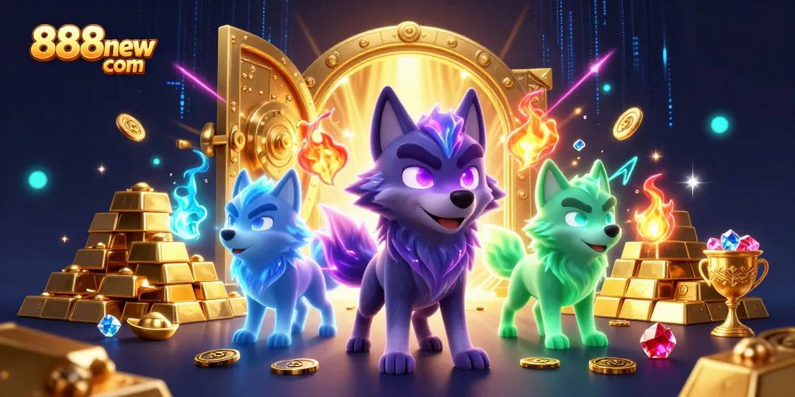 Experience thrilling gameplay at 888new com with a vibrant 3D casino scene featuring treasure and luck.